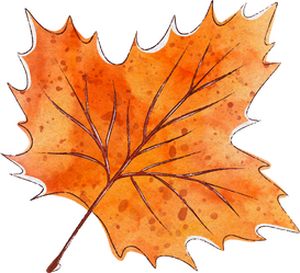 Splotchy Watercolor Fall Brown Maple Leaf